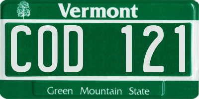VT license plate COD121