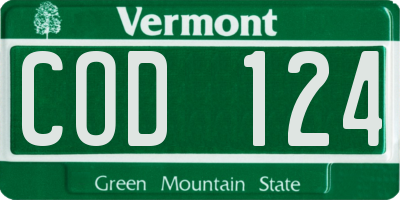 VT license plate COD124