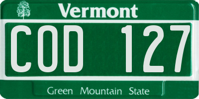VT license plate COD127