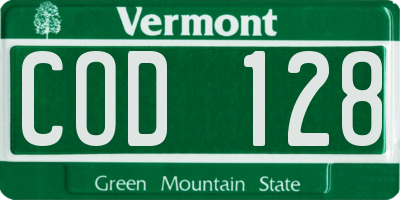 VT license plate COD128