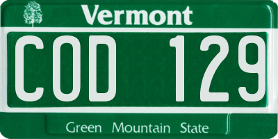VT license plate COD129