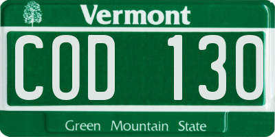 VT license plate COD130
