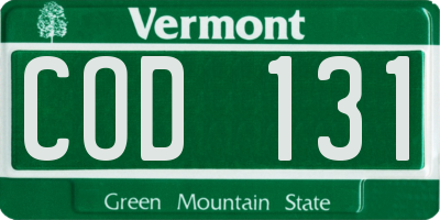 VT license plate COD131