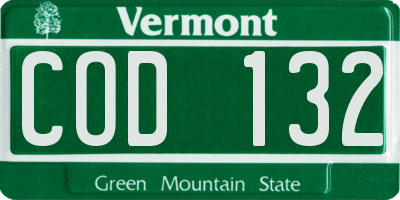 VT license plate COD132