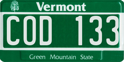 VT license plate COD133