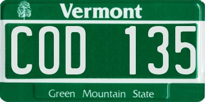 VT license plate COD135