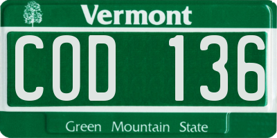 VT license plate COD136