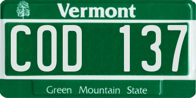 VT license plate COD137