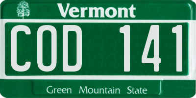 VT license plate COD141