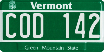 VT license plate COD142