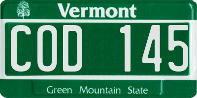 VT license plate COD145