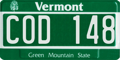 VT license plate COD148