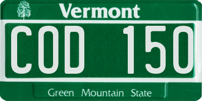 VT license plate COD150
