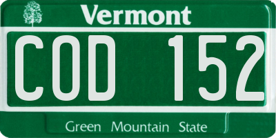 VT license plate COD152