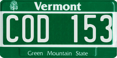 VT license plate COD153