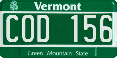 VT license plate COD156