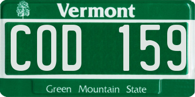 VT license plate COD159