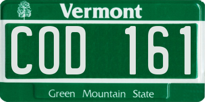 VT license plate COD161