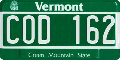 VT license plate COD162