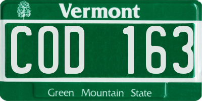 VT license plate COD163