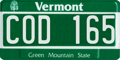 VT license plate COD165