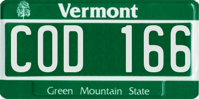 VT license plate COD166