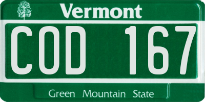 VT license plate COD167