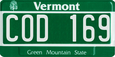 VT license plate COD169