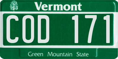 VT license plate COD171