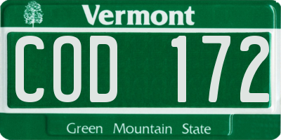 VT license plate COD172
