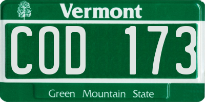 VT license plate COD173