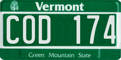 VT license plate COD174