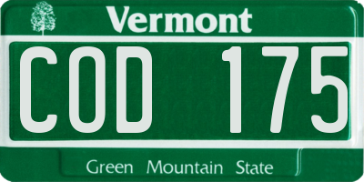 VT license plate COD175