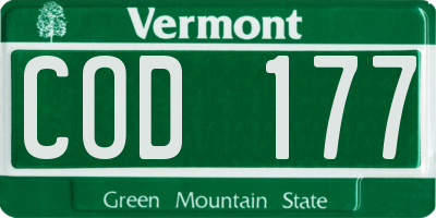 VT license plate COD177