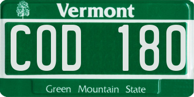 VT license plate COD180