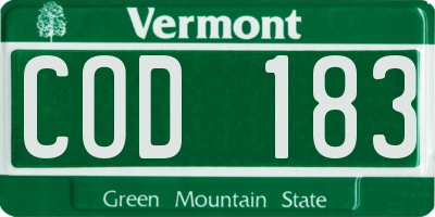 VT license plate COD183