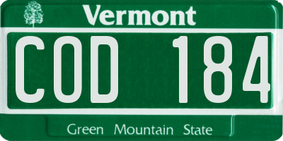 VT license plate COD184
