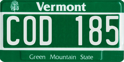 VT license plate COD185