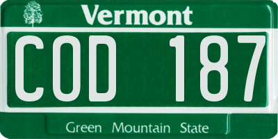 VT license plate COD187