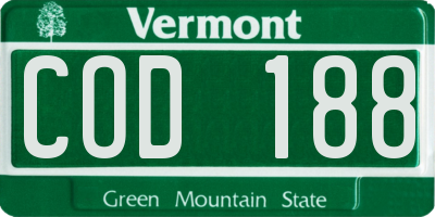 VT license plate COD188