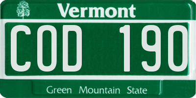VT license plate COD190