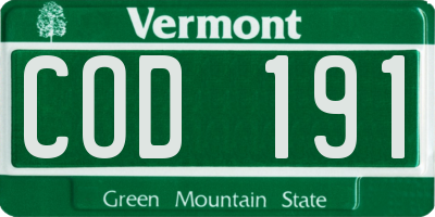 VT license plate COD191