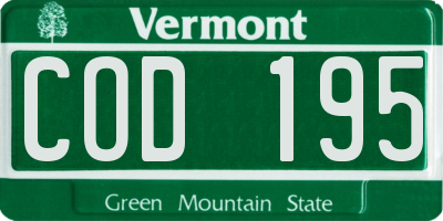 VT license plate COD195
