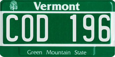 VT license plate COD196