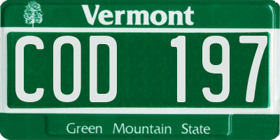 VT license plate COD197