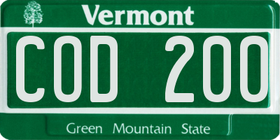 VT license plate COD200