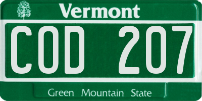 VT license plate COD207