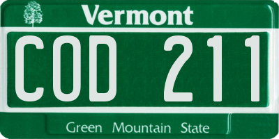 VT license plate COD211