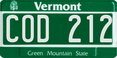 VT license plate COD212