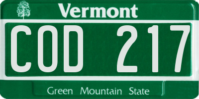 VT license plate COD217